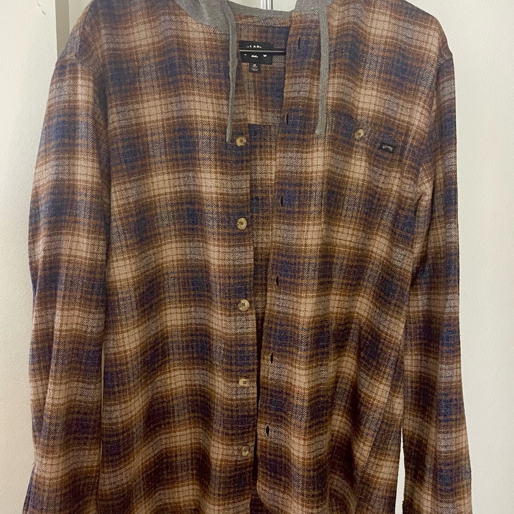 Billabong Brown and Blue Checkered Shirt